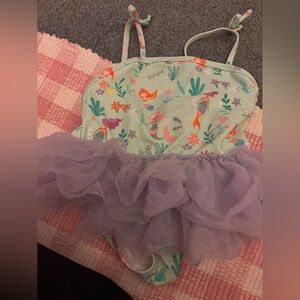 Mermaid Print Swimsuit with Purple Tulle